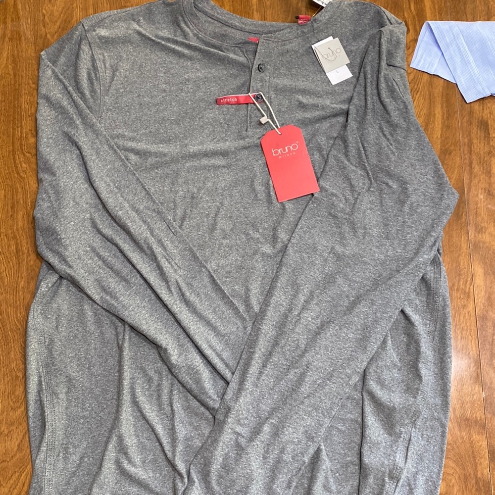 Bruno Milano grey long sleeve stretch t shirt